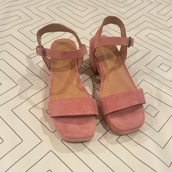 Madewell Pink Leather Block Sandals - Picture 2 of 14